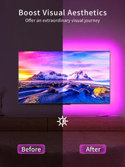 KANTUTOE TV Lights, 4m RGB LED Strip Lights for 32-55 Inch TV, Music Sync Bluetooth APP and Remote Control, USB Powered for Gaming/Bedroom