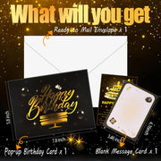 Bevbovcard Pop Up Birthday Cards for Men, LED Light & Music Blow The Candle | 3D Balloons, Singing Happy Birthday gifts Card for Husband - Women, Kids, Son, Her, & Dad