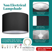 GIGGI Fabric Lamp Shades, 8" Black Light Shade, Modern Lampshades for Ceiling Lights, Table Lamps and Floor Lamps, Easy Fit Pendant Light Shades Ceiling for Living Room, Bedroom, Kitchen, Hallway