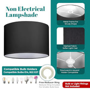 GIGGI Fabric Lamp Shades, 8" Black Light Shade, Modern Lampshades for Ceiling Lights, Table Lamps and Floor Lamps, Easy Fit Pendant Light Shades Ceiling for Living Room, Bedroom, Kitchen, Hallway