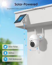 ARCCTV Solar Security Cameras Wireless Outdoor, 2 Pack | 4MP 2.5K HD, 360° View, 2.4G/5G Dual Band WiFi, Battery Powered, Night Vision with Spotlight, 2-Way Audio, PIR Motion Sensor