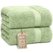 HomeBurg Luxe 2-Piece Bath Towel Set – Large Soft Cotton Towels, Absorbent, Durable & Skin-Friendly, Machine Washable, 65 x 137 cm, Sage Green