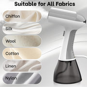 GS01 Handheld Clothes Steamer, 400ml Large Water Tank 1500W Fast Heat Up Portable Travel Wrinkle Remover (White-Grey)
