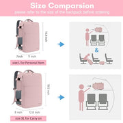 Taygeer Travel Backpack for Women, TSA Carry On Backpack Flight Approved | 15.6inch Laptop Mochila with Water Bottle Pocket & Shoe Pouch, Nurse Bag Casual Daypack for Weekender Business Hiking, Pink