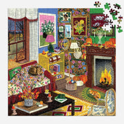 Galison Fall is in the Air Puzzle – 500 Piece Autumn Jigsaw Puzzle with Cozy Fall Living Room Imagery