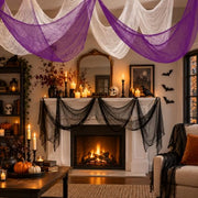 AHEONLAR 8 Pack Halloween Creepy Cloth 30x72 Inch Black White Purple Spooky Fabric Cloth Indoor Outdoor Halloween Decorations for Party Supplies, Home Wall, Doorway, Yard
