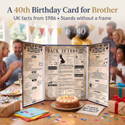 back in 1986 40th Birthday Gifts for Men, Blue Tri-Fold Card Poster | 1986 birthday poster, 40th birthday card for him, self-standing table decoration