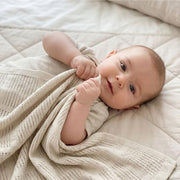 Bloomsbury Mill - Cellular Blankets Baby - 100% Organic Cotton - 2 Pack - Oat - Beige - Newborn Essentials - Soft Breathable Baby Blankets for Pram, Cot, Moses Basket - 75x95cm