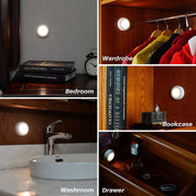 STAR-SPANGLED 2.8” Stick on Puck Lights AAA Battery Operated, 5 Pack Warm | Round Under Cupboard Touch Spot Light, Mini Push Tap LED Night Lamp Battery Powered for Cabinet Closet Wall Kitchen Bookshelf