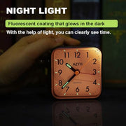 Azyh Analog Alarm Clock, Silent No Ticking Alarm Clock with Light, Snooze, Battery Operated, Loud Alarm, Luminous, Portable Clock, Quiet Small Travel Clock for Deep Sleeper