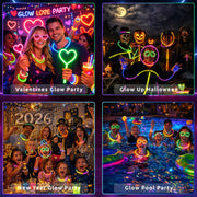 Glow Sticks 100 Pack with 100 Connectors( 205 Pcs Kit) Glow Glasses Kit-Ball and Triple Connectors-Glow in the Dark Party Supplies - Bracelets & Necklaces for Kids & Adults