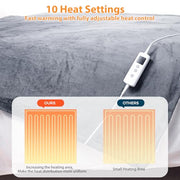 Heated Blanket Electric Throw 160x130CM, Dark Grey, Heating Blanket | 10 Levels &1-9H Timer Auto-Off, Machine Washable, Soft Flannel Sherpa Full Body Warming, Sofa Bed Office Use