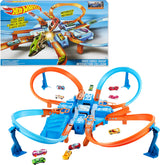 Hot Wheels Criss-Cross Crash Track Set & Car | Playset with 1:64 Scale Toy Car &4 Intersections for Crashing, Powered by a Motorized Booster (Amazon Exclusive)