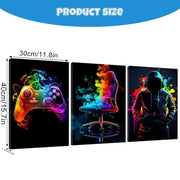 KiKiHong Gaming Framed Wall Art Set of 3,Gaming Wall Decorations | Gamer Framed Canvas for Boys Room,Game Room & Bedroom Decor 12x16 Inch(30x40cm)