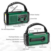 Leaton Hand Crank Emergency Radio, NOAA Weather Radio AM/FM,10000mAh | Solar charging, Rechargeable Battery Powered, USB-C Charger, Flashlight, SOS Alarm, for Camping Survival Emergencies