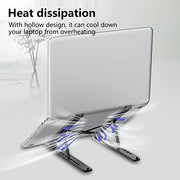 Tonmom Laptop Stand for Desk, Adjustable Laptop Riser-Black | ABS+Silicone Foldable Lap Desk Portable Computer Holder, Ventilated Cooling Notebook Stand for 10-15.6” Laptops,Tablets