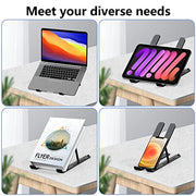 Tonmom Laptop Stand for Desk, Adjustable Laptop Riser-Black | ABS+Silicone Foldable Lap Desk Portable Computer Holder, Ventilated Cooling Notebook Stand for 10-15.6” Laptops,Tablets