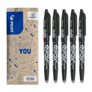 PILOT - FriXion Ball Erasable Rollerball Pen 0.7mm - Black Ink - Pack of 5 | WRITE & ERASE: 0.7mm erasable black rollerball pens for smooth everyday notes and easy corrections.