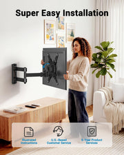 Pipishell Full Motion TV Wall Mount for Echo Show 21/15 and 13-43 Inch Flat Curved Screen TVs & Monitors, Max VESA 200x200mm up to 44lbs, TV Mount Wall Bracket with Rotation Swivel Tilt Extension