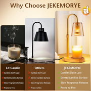 Candle Warmer Lamp with Timer - Electric Wax Melter Flameless Burner Heater | Adjustable Height and Brightness Jar Candles Suitable Various Holiday Warming Gifts for Women with 2 Bulbs