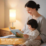 Aooshine Bedside Lamps, Table Lamp for Living Room Bedroom, Touch Dimmable | Touch Lamps Bedside with USB A+C Charging Ports, Small Lamp, Fabric Shade for Kids Room, Study, Dorm, Office, Bulb Included
