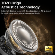 TOZO NC9 Hybrid Active Noise Cancelling Wireless Earbuds, 60H, LED Display | 6 Mic ENC Clear Calls, Deep Bass Sound, IPX8, in Ear Bluetooth 5.3 Headphones,32 EQs via APP, Comfort Fit Ear Buds, Black