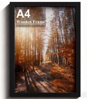 A4 Picture Frame Black, Wooden Photo Frame with Perspex 21x29.7cm, Black | Versatile, Safe Perspex Front, Wall Hanging Hooks, Landscape or Portrait Orientation, Wall-Mount & Desk Stand