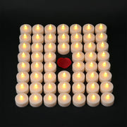 VIROSA Pack of 48 Realistic and Bright Battery Operated Flickering Flameless Tea Light Led Candles, Batteries Included - Yellow