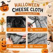 6-Pack Halloween Creepy Cloth - 30x72 Inch Black Halloween Gauze Spooky Fabric Cloth for Outdoor Decorations 6 Black