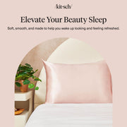 Kitsch Satin Pillowcase with Zipper 48x66cm - Blush | Softer than Silk Pillow Cases for Hair & Skin, Smooth Cooling Satin Pillow Case, Wrinkle - Free Pillow Case, Queen Size