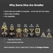 Haxtec Metal DND Dice Set, 7 Pcs Bloodstained Polyhedral Dice for RPG | Blood D&D Dice with Leather Bag, Compatible with Dungeons and Dragons, Heavy Metallic, Halloween Dice, TTRPG Gifts