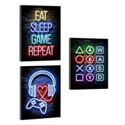 KiKiHong 3 Pcs Gaming Poster Framed,Gaming Room Decor Wall Art 20 x 30 cm | Gaming Wall Art for Bedroom for Boys Perfect for Teen Boys Room Playroom Bedroom Decor