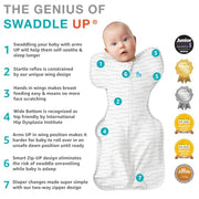 Love To Dream™ Swaddle UP™, Small 3.5-6 kg - Grey, Snug Fit, Supports Healthy Sleep Routine, 1.0 Tog - Ideal for 20-24°C Temperatures, Machine Washable Cotton & Double Zip for Easy Nappy Changes