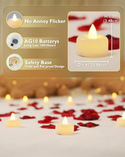 AMAGIC 12 Pack Battery Operated Flameless LED Tea Lights Candles Electric | Fake Tealigh Bright Long Last 100+Hours for Votive, Christmas, Home Decor, Wedding, Halloween, Valentine's Day
