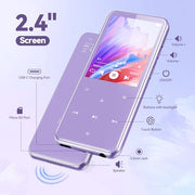 AGPTEK 64GB MP3 Player with Bluetooth, M3 2.4'' Player with Speaker | with FM Radio, Touch Buttons, Supports Up to 128GB(Purple)