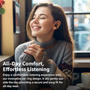 TOZO OpenEarRing Open Ear Earbuds 40H Bluetooth 5.4 Lightweight Comfort | Open Ear Clip On Wireless Earbuds with Smart Digital LED Display, Stable Connection, Secure Fit for Driving Workout Black