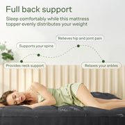 Dark Grey Cloud Comfort Mattress Topper - Ultra-Soft, Breathable, and Refreshing Bamboo Viscose Protection - 135x190cm, Deep Fit