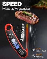 BESROY Meat Thermometer, Food Thermometer, Cooking Thermometer, Insta-Read | Folds away, LED display, Clear Readings, Insta-Read Accuracy, Waterproof, Built Tough for the Outdoors, Versatile Performance