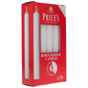 Price's Candles White Household Taper Candles Pack of 10 | Pack of 10, white wax, unscented, 5 hour burn, taper candles, dining, weddings, home décor