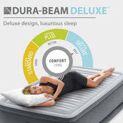 Intex Dura-Beam Deluxe 18" Twin Size Air Mattress with Built-in Pump | 64411ED - Comfort-Plush Portable Inflatable Bed for Camping, Travel & Guests