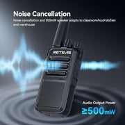 Retevis RT68 Business FRS Walkie Talkies Long Range with Earpieces 6 Pack | Rugged & Compact, License-Free, Powerful 500mW Speaker, 12-Hour Battery, Long-Term Supply, for Schools, Retail & Hospitality