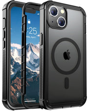 jaroco Magnetic for iPhone 14 Case Heavy Duty Protection Black | Compatible with MagSafe,Military Grade Drop Protection,Translucent Matte,Non-Slip,Shockproof 2-Layer Durable Bumper Case