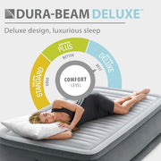 Intex Dura-Beam Deluxe 18" Twin Size Air Mattress with Built-in Pump | 64411ED - Comfort-Plush Portable Inflatable Bed for Camping, Travel & Guests
