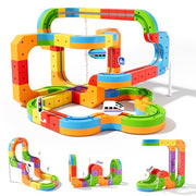 88 pcs KlickRail Electric Train Set Race Track for 3 4 5 6 7 8 Years Old | Building Toy Train Track Gravity-Defying 3D Embedded Layouts & Motorized Car, STEM Gift(Deluxe Set(88 piece)