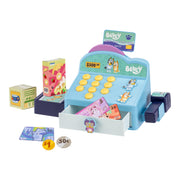 Bluey Cash Register Playset, Interactive Play Register with Scanner | Includes toy credit card, Dollar Bucks, storage drawer, and detachable scanner for grocery store pretend play