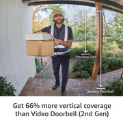 Like-New Ring Battery Doorbell, Home or business security with Head-to-Toe video, Live View with Two-Way Talk, and Motion Detection & Alerts, Satin Nickel