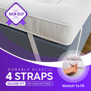 Linens World Mattress Topper 4FT Small Double Bed 10cm Thick (122x190cm) | Quilted Super Soft Microfiber Topper 1200GSM Hollow Fibre Fill, Washable with Strong Elastic Corner Straps for Extra Comfort