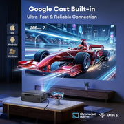 Google TV Smart Outdoor Projector, 4K Projector with WiFi and Bluetooth | 2000 ANSI Lumens, 30W HiFi Speaker, Auto Focus & 6D Keystone, HDR10, Portable Movie Projecteur for Outdoor & Home Theater