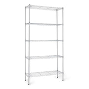 Amazon Basics 5-Shelf Adjustable Heavy Duty Steel Wire Rack, Space Saving Storage Shelving Organizer for Kitchen, Garage, No-Tool Assembly, 350 lbs Weight Capacity, 36" x 14" x 72", Chrome