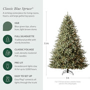 Balsam Hill 7.5ft Pre-Lit Classic Blue Spruce - Artificial Christmas Tree with 1000 Clear Incandescent Lights, Easy Plug Technology, Premium Stand for Indoor Holiday Decorating